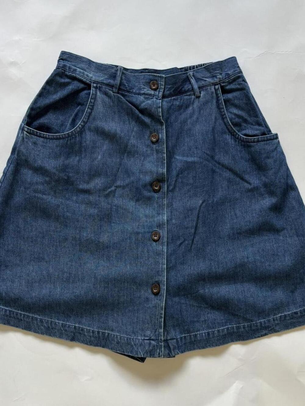Vintage Skort Button Front Denim Skirt Shorts 100% Cotton Size 8